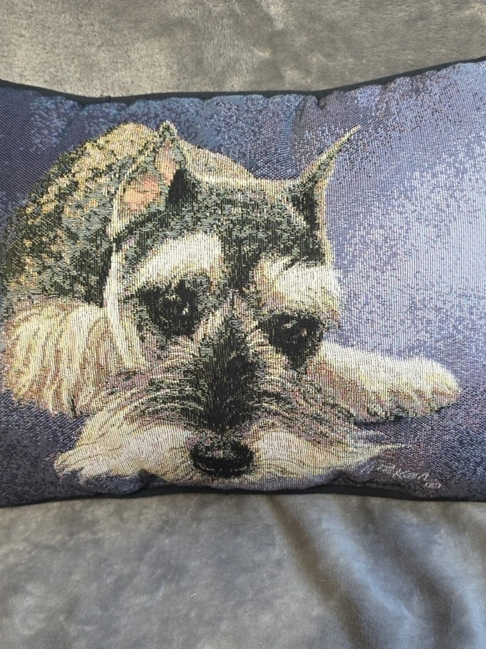 Decorative Schnauzer Dog Pillow Cover in Blue and Gray